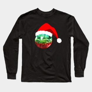 Red and Green Santa Christmas Disco Ball Long Sleeve T-Shirt